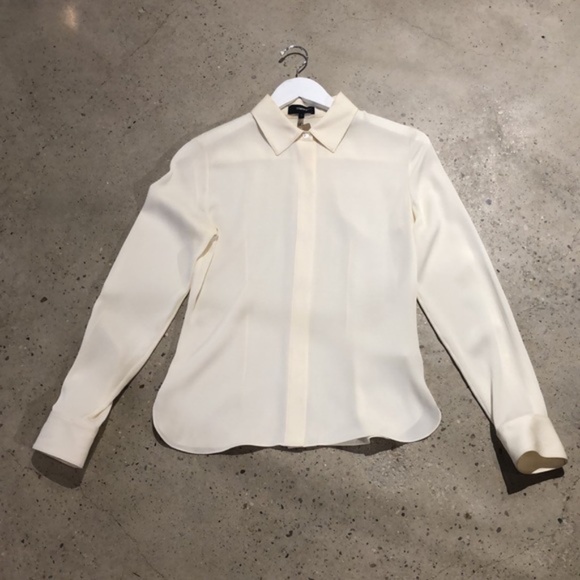 Theory Ivory Core Stretch Silk Classic Fitted Shirt - Picture 2 of 10